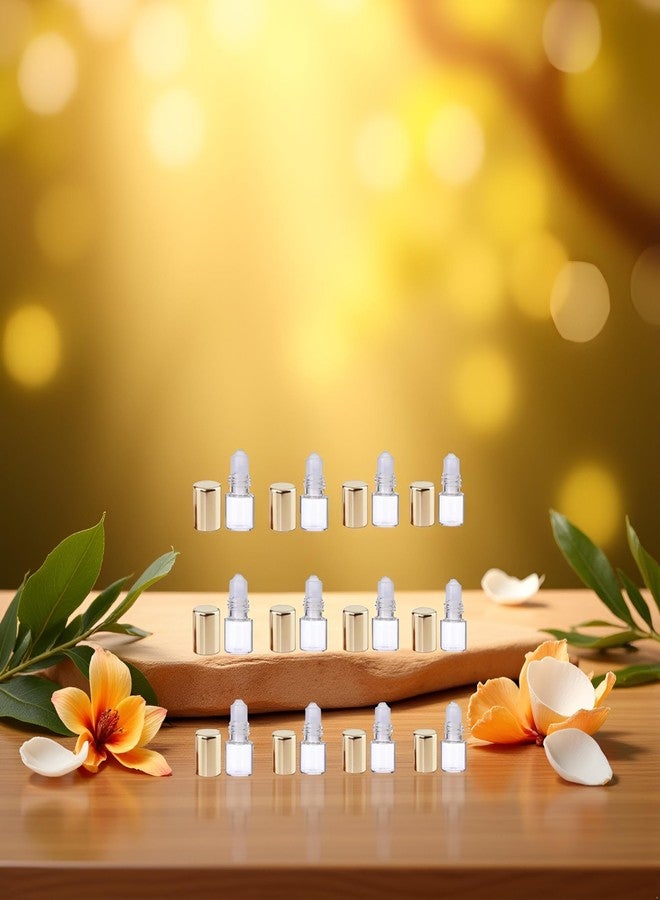 WLngtv 12Pcs Gold Glass Roll-on Bottles for Essential Oils,1ml,Mini Glass Roll on Bottles Roller Refillable Essential Oil Aromatherapy Sample Vials Roller Container,Refillable Cosmetic Roller Bottles - Image 2
